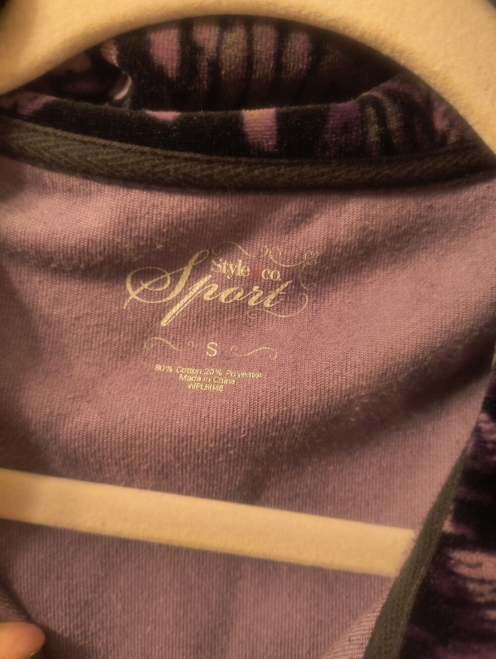 Style & Co Sport Purple Peacock Velour Full Zip Jacket Small Y2K Whimsigoth - Picture 3 of 6